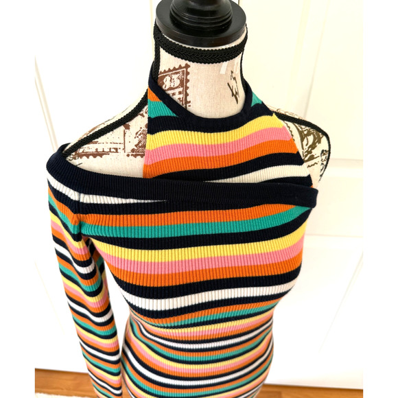 Monse Multicolor Striped One-Shoulder Dress - Picture 7 of 14